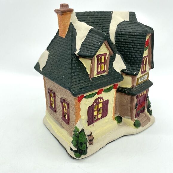 Vintage Holiday Village Light Up Snow Covered Hotel - Picture 7 of 10